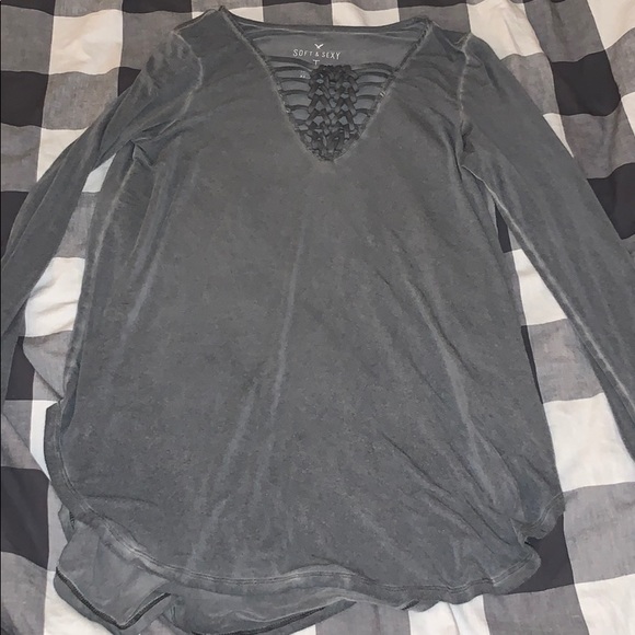 American Eagle Outfitters Tops - American Eagle Soft &Sexy long sleeve grey shirt
